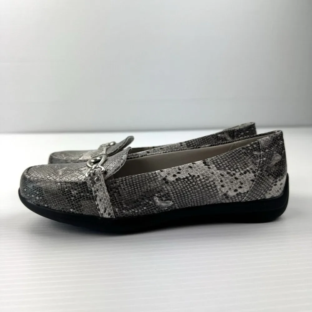 Kim Rogers Blayne Snake Print Loafers 7M Horsebit Comfort Flats